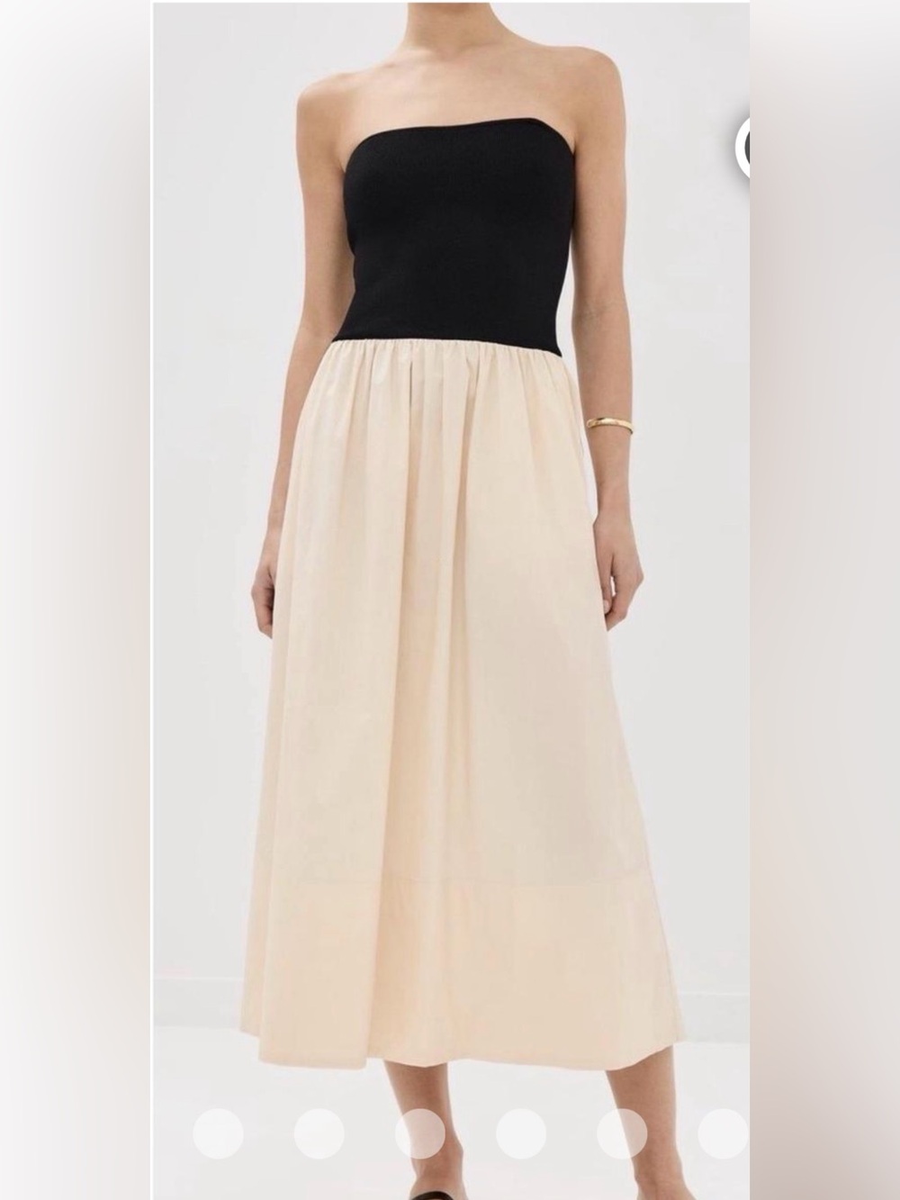 Pistola Mavo Strapless Two-Tone Midi Skirt Dress in Black and Cream